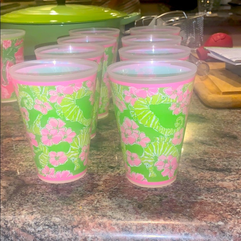 Lilly Pulitzer Plastic Seahorse Cups.